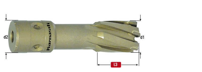 Hartmetall-bestückter Kernbohrer, Fein Quick-In Schaft, Nutzlänge 40 mm, Hard-Line40