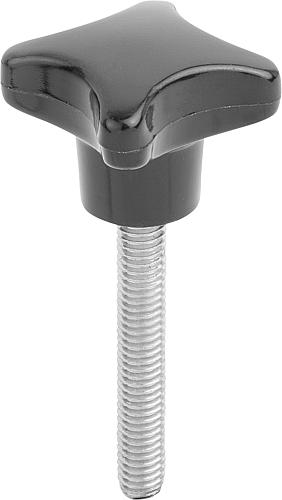 KREUZGRIFF ÄHNLICH DIN6335 M06X20, D1=32, H=20, FORM:L, DUROPLAST SCHWARZ HOCHGLANZPOLIERT, KOMP:EDELSTAHL
