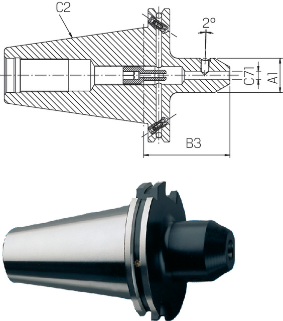 Whistle-Notch-Spannfutter PREMUS, DIN 69871 kurz G2,5 25.000 1/min