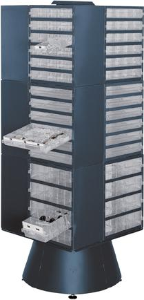 Drehturm RAACO,  leer, blau H1600xD880 mm für Magazine T255 mm
