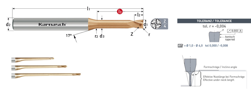 VHM-Gesenkfräser mit Eckenradius, kurz, Rockwell Cutter