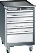 Schubladenschrank LISTA,  27x27E B564xT572xH890mm NCS6502-S/RAL7035 fahrb. 5 Schubladen 75kg