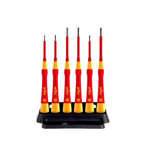 Wiha Feinschraubendreher Set PicoFinish® electric Schlitz, Phillips 6-tlg. mit Halter  (42989)