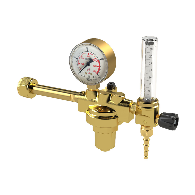 Flaschendruckminderer, 200 bar, CO2/Ar, Mengenmesser 0 - 30 l/min
