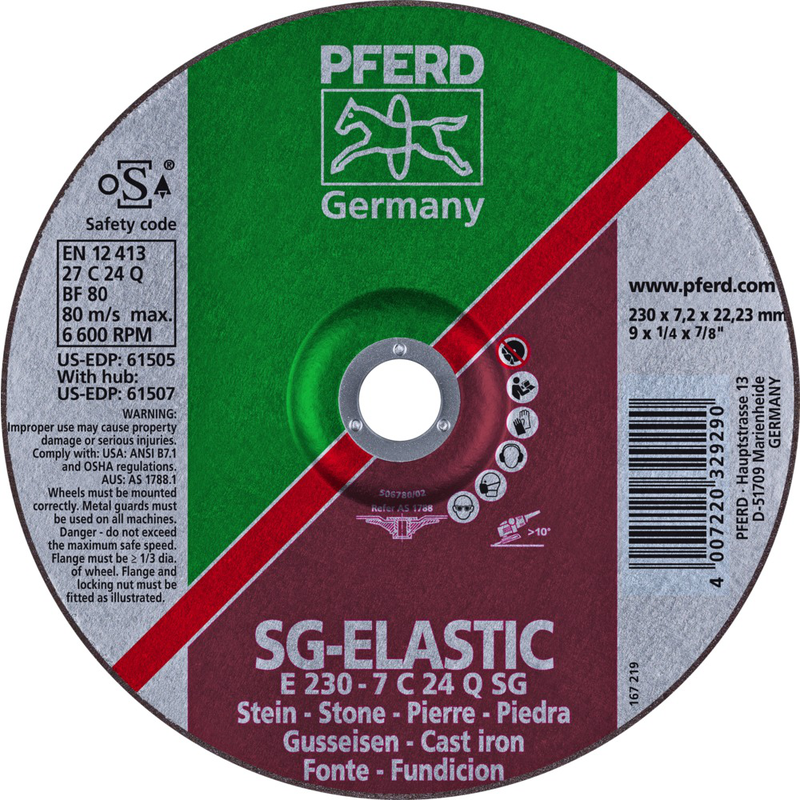 PFERD 62914720 Schruppscheibe E 230-7 C 24 SG CAST+STONE/22,23