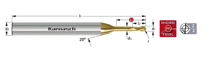 VHM-3D Radiusfräser Z=2 Cobalt-Chrom, Titan-Titanlegierungen
