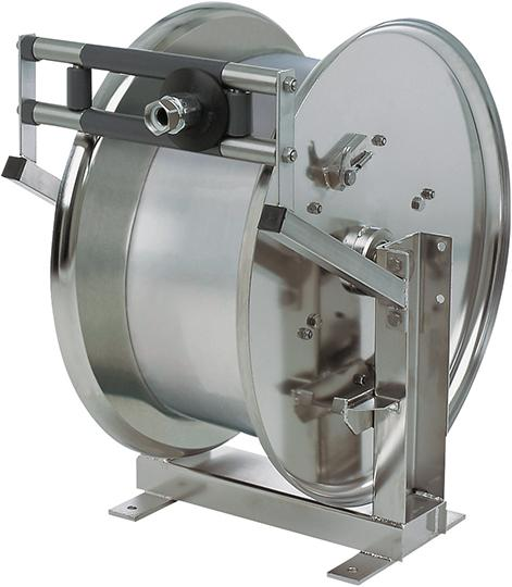 Schlauchaufroller NEUTRAL,  Edelstahl o. Schlauch für 40m Schlauch DN 25mm Druckluft/Öl/Wasser