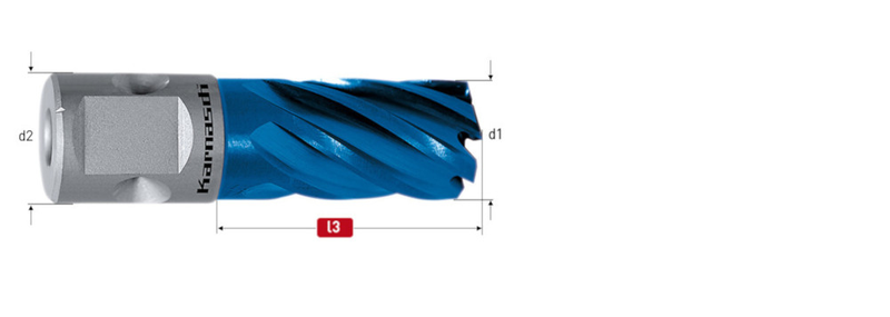 HSS-XE + DURABLUE-beschichteter Kernbohrer, Nitto/Uni-schaft, Nutzlänge 30 mm, Blue-Line30