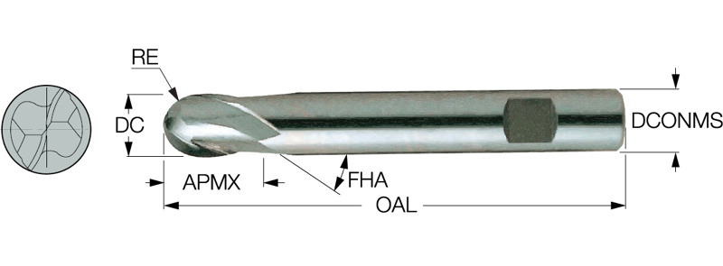 R2 - R6 VHM Schaftfräser T Kugelfräser Radiusfräser Z=2 Für Aluminium