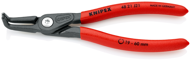 KNIPEX 48 21 J21 Präzisions-Sicherungsringzange für Innenringe in Bohrungen 165 mm grau atramentiert mit rutschhemmendem Kunststoff überzogen