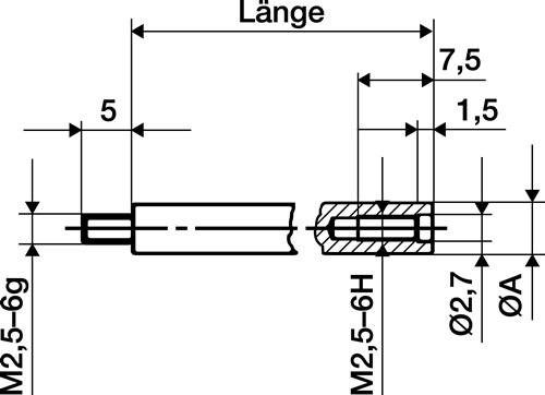 4000851691 KÄFER Verlängerungsstück L.50 mm Messbolzen-Ø 4 mm