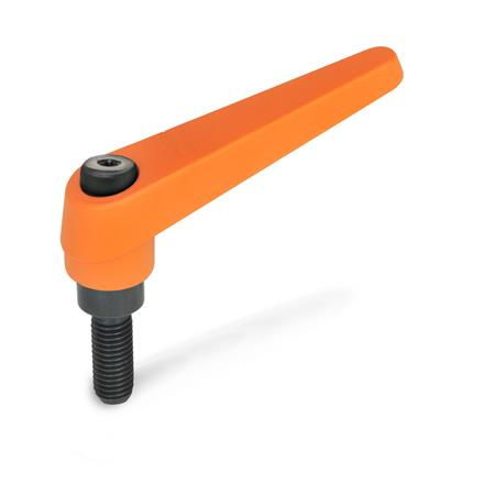 Verstellbarer Klemmhebel gerade, mit Schraube, M8x20 rot GN302 63 M8 20 RS Verstellbarer Klemmhebel gerade, mit Schraube, M8x20 rot GN302 63 M8 20 RS