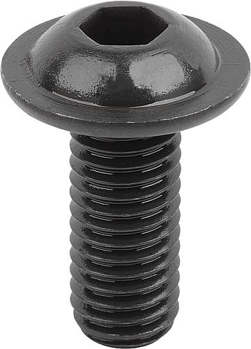 SCHRAUBE HALBRUNDKOPF DIN EN ISO7380-2 FORM:B M. INNENSECHSKANT U. BUND M08X20, STAHL 10.9 BLANK (SCHWARZ)